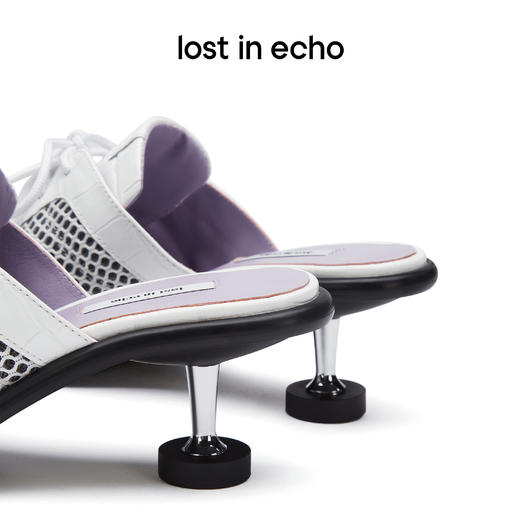 lost in echo 方头牛皮图钉跟运动网面穆勒鞋 商品图2
