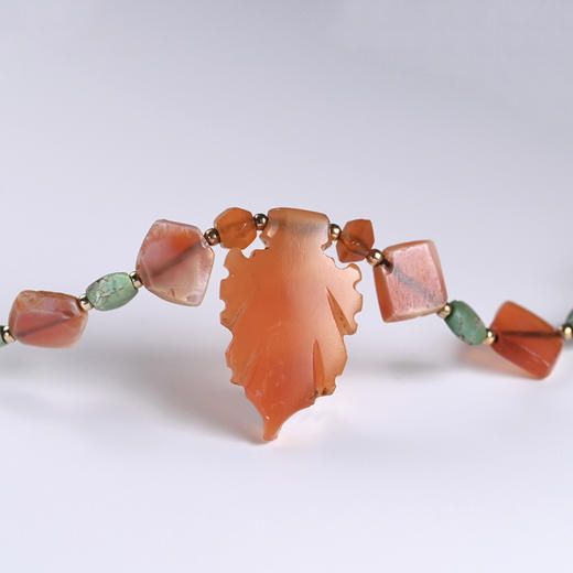 西亚高古红玛瑙叶形冠+古波斯绿松石项链 商品图2