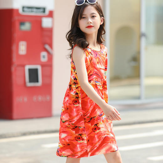 2022新儿童睡裙夏季女童连衣裙睡衣无袖绵绸女孩沙滩童裙童装 商品图3