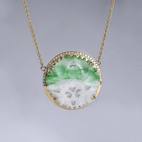 清代翡翠俏色荷花“和和美美”锁骨链