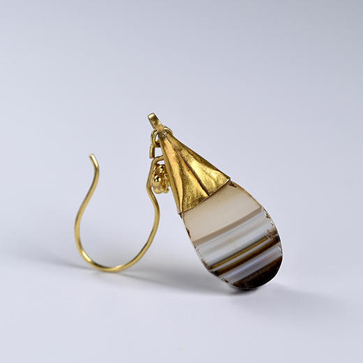 高古水滴缠丝玛瑙包金耳环 商品图4