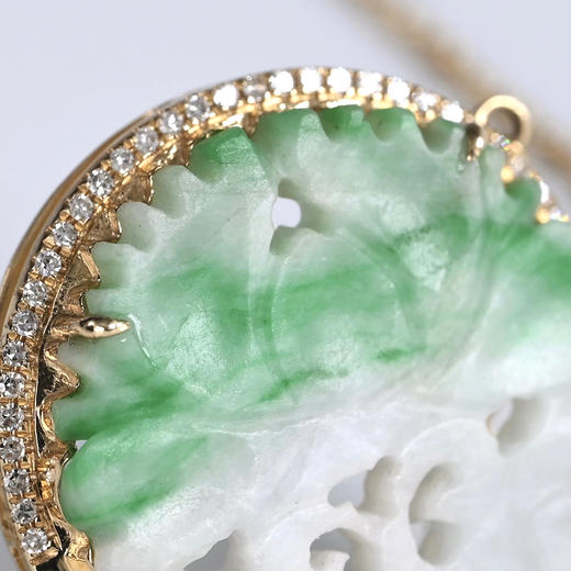 清代翡翠俏色荷花“和和美美”锁骨链 商品图3