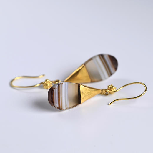 高古水滴缠丝玛瑙包金耳环 商品图8