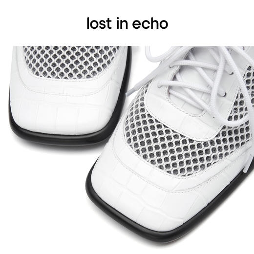 lost in echo 方头牛皮图钉跟运动网面穆勒鞋 商品图1