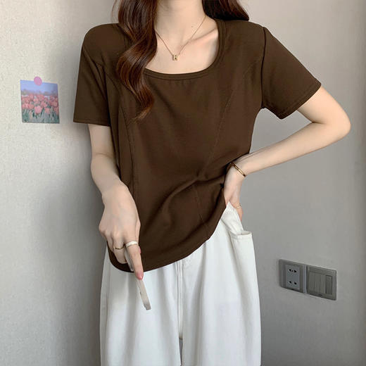 裁缝学苑AQ49设计感显瘦正肩短袖T恤纸样女装方领打底衫打版裁剪 商品图1