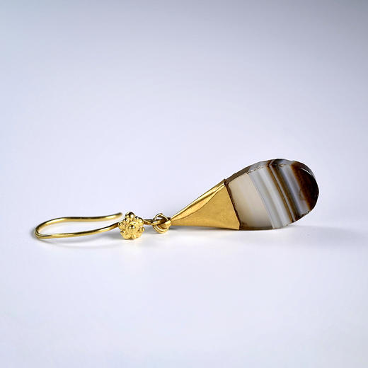 高古水滴缠丝玛瑙包金耳环 商品图3