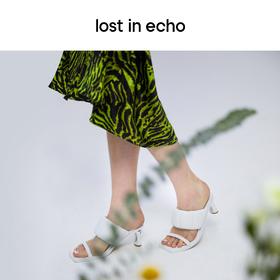 lost in echo 设计师女鞋 双条带填充金属跟穆勒鞋