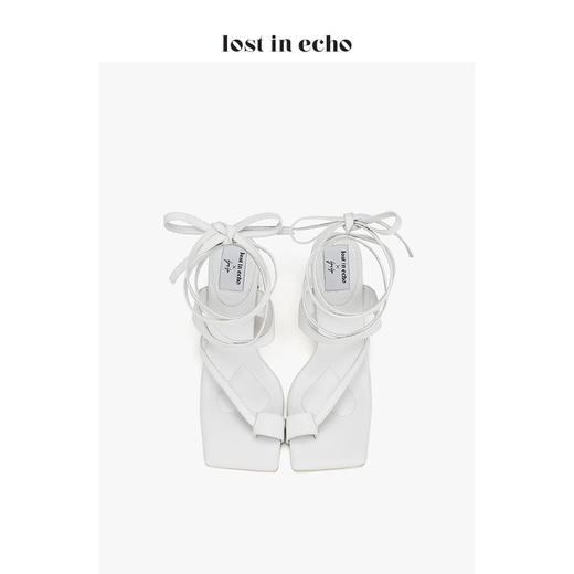 lost in echo * YOEYYOU 设计师女鞋 分趾绑带方头凉鞋 白色通勤高跟鞋女 商品图2