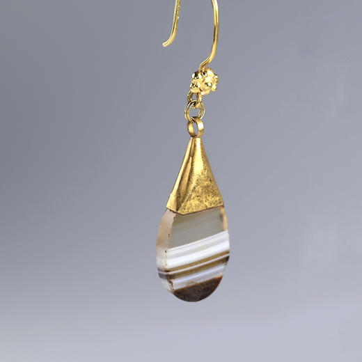 高古水滴缠丝玛瑙包金耳环 商品图1