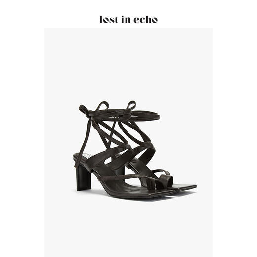 lost in echo * YOEYYOU 设计师女鞋 分趾绑带方头凉鞋 白色通勤高跟鞋女 商品图3