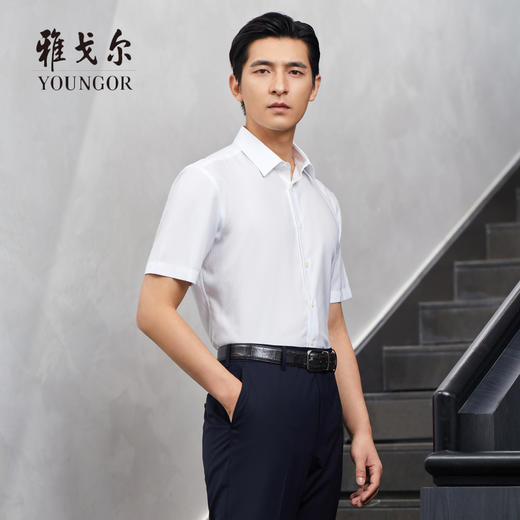 雅戈尔男士短袖衬衫春季新款商务休闲免烫衬衫YST180505BBA 商品图0