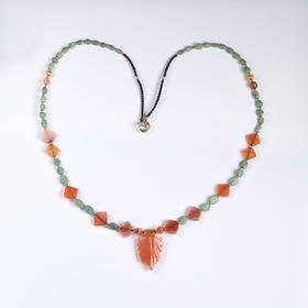 西亚高古红玛瑙叶形冠+古波斯绿松石项链