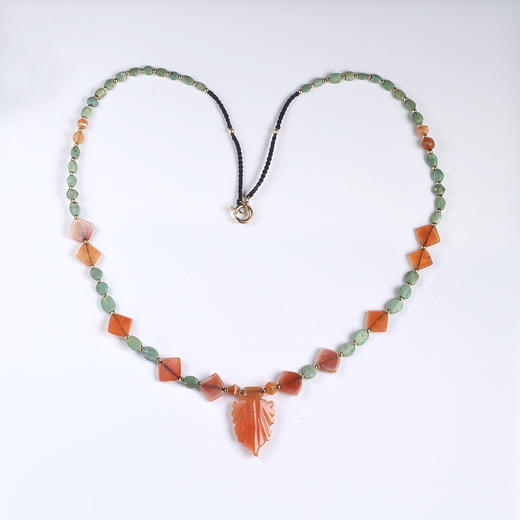 西亚高古红玛瑙叶形冠+古波斯绿松石项链 商品图0