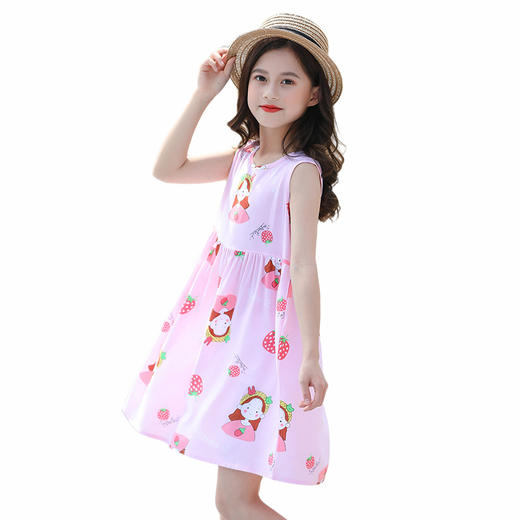 2022新儿童睡裙夏季女童连衣裙睡衣无袖绵绸女孩沙滩童裙童装 商品图4