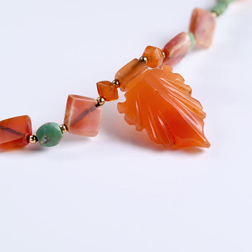 西亚高古红玛瑙叶形冠+古波斯绿松石项链 商品图1