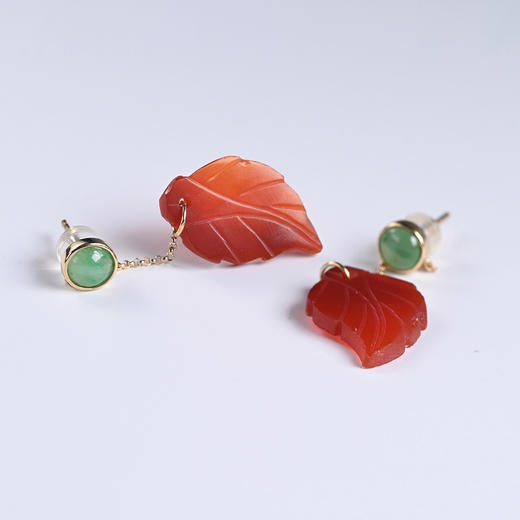 清代红玛瑙“乐业”耳环 商品图3