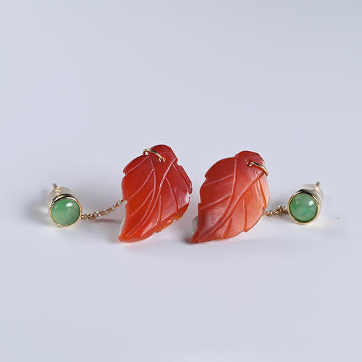 清代红玛瑙“乐业”耳环 商品图5