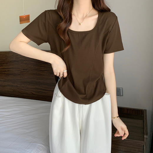 裁缝学苑AQ49设计感显瘦正肩短袖T恤纸样女装方领打底衫打版裁剪 商品图3