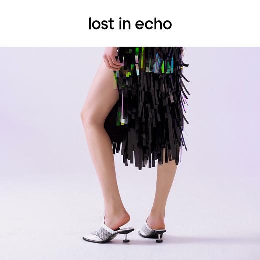 lost in echo 方头牛皮图钉跟运动网面穆勒鞋 商品图3