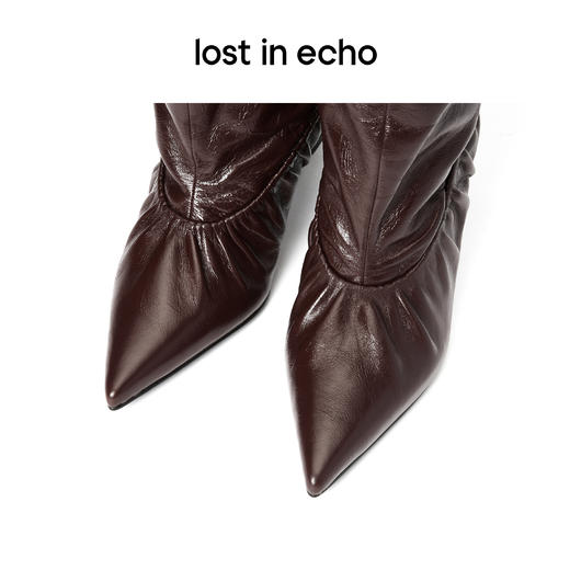 lost in echo x YOEYYOU 原创设计 尖头宽筒褶皱时尚长靴 商品图1