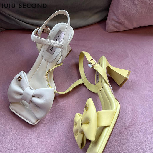 IUIU SECOND 2022夏新款蝴蝶结柔软量感细带高跟凉鞋U22BG24791 商品图1