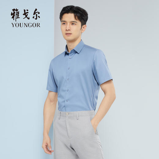 雅戈尔男士长袖衬衫夏季新款商务休闲免烫短袖衬衫男YSDD170476HFY 商品图0