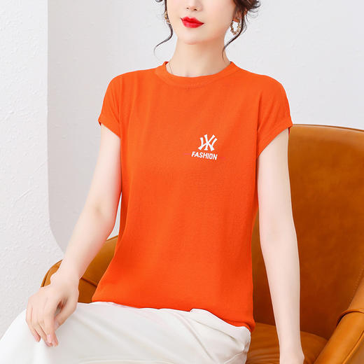 短袖t恤，薄款宽松圆领冰丝针织衫中年妈妈夏装百搭上衣CC-2201 商品图5