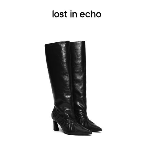 lost in echo x YOEYYOU 原创设计 尖头宽筒褶皱时尚长靴 商品图0
