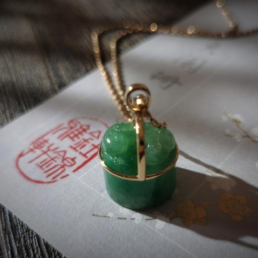 18k金翡翠印纽项坠 商品图12