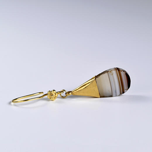 高古水滴缠丝玛瑙包金耳环 商品图2