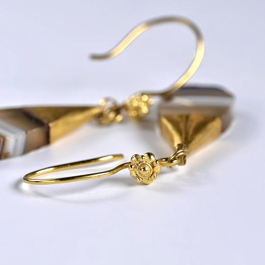 高古水滴缠丝玛瑙包金耳环 商品图6