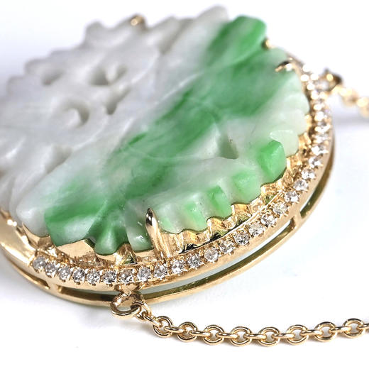 清代翡翠俏色荷花“和和美美”锁骨链 商品图5