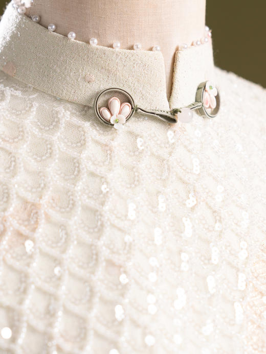 荷言HEYEN 山有木兮 树叶提花礼服裙搭配亮片透视轻纱 商品图3