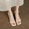 优雅百搭，纯色平头一字带高跟凉鞋LCC-C8193 商品缩略图1