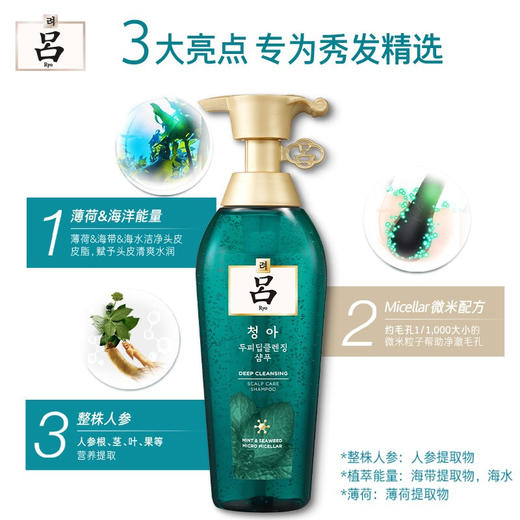 吕(Ryo)绿吕深层清洁净化头皮控油去屑无硅油洗发水400ml 商品图3
