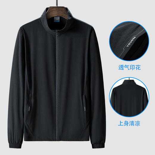 【Q】【防晒衣】【新款DTH】大依优型大码男装立领防晒衣皮肤衣薄款清凉防晒服透气高弹男夏季外套上衣 商品图3