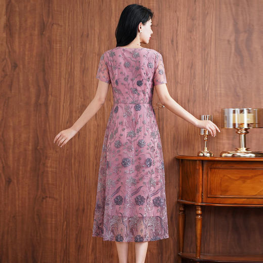 绣品婆婆改良版旗袍式连衣裙，2022年夏天婚礼高贵礼服QQX-6591 商品图3
