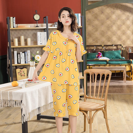 日系短袖棉绸睡衣时尚家居服套装 商品图1
