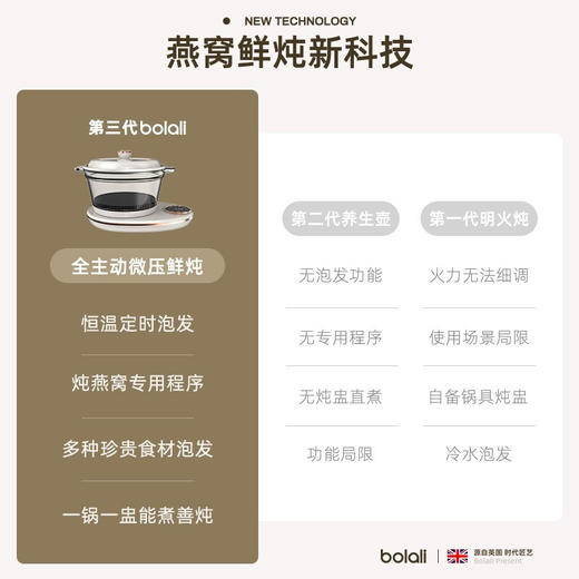 博拉利（bolali）家用多功能电炖锅电煮锅隔水燕窝炖盅炖汤锅煲汤锅婴儿煮粥锅熬粥养生BL-DG01 象牙白 商品图2