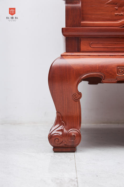 红桥红  家具严选  缅甸花梨（大果紫檀）  【直背 凤凰牡丹弧腿沙发 十三件套】 商品图4