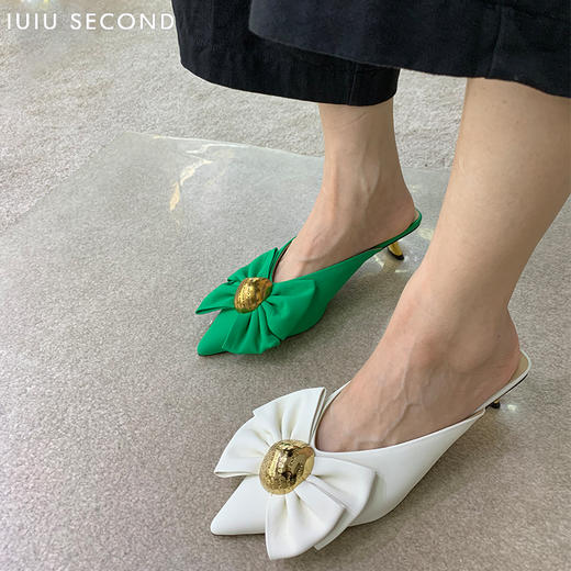 IUIU SECOND 2022夏新款浪漫花朵尖头穆勒拖鞋U22AH11731 商品图4