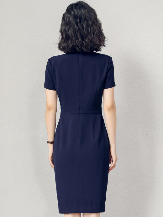 艾尚臣夏季新款职业连衣裙时尚通勤OL中长裙气质V领一步裙子 商品图4
