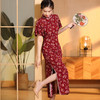 精品国风碎花改良时尚旗袍裙修身短袖立领长连衣裙 AYK-211205 商品缩略图2