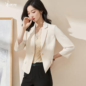 米思阳2025夏季时尚通勤OL修身小西装薄款纯色七分袖外套1499