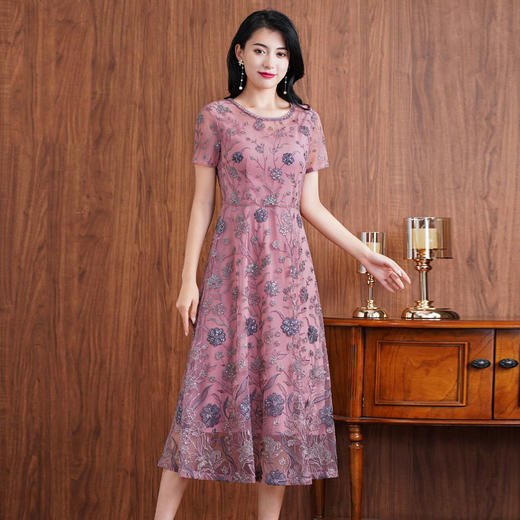 绣品婆婆改良版旗袍式连衣裙，2022年夏天婚礼高贵礼服QQX-6591 商品图2