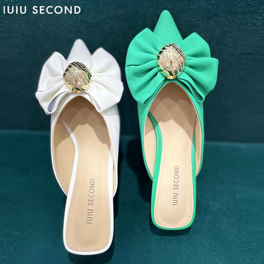 IUIU SECOND 2022夏新款浪漫花朵尖头穆勒拖鞋U22AH11731 商品图1