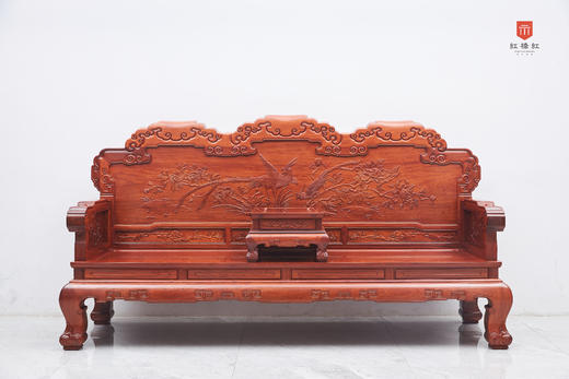 红桥红  家具严选  缅甸花梨（大果紫檀）  【直背 凤凰牡丹弧腿沙发 十三件套】 商品图2