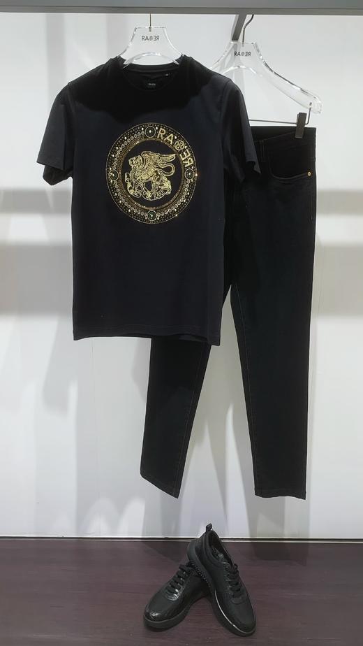 【1F】RARE威雅 | 22春夏 新款黑色烫钻装饰精致图案短袖T恤 男士短袖T恤 商品图1
