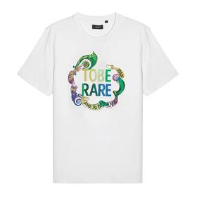 【1F】RARE威雅 | 22春夏 新款白色多彩刺绣slogan图案短袖T恤 男士短袖T恤