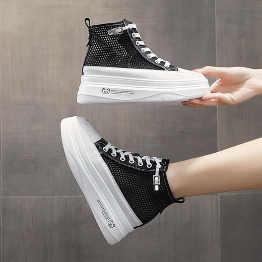 百搭网红厚底内，网面高帮休闲板鞋 KFY-2010-21 商品图4